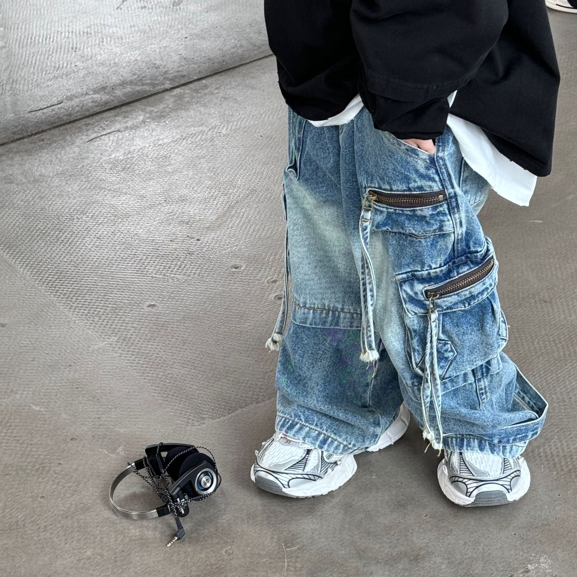Bébé enfants Denim pantalon printemps automne nouveau à la mode Cargo jean garçon Style coréen décontracté beau pleine longueur poche pantalon