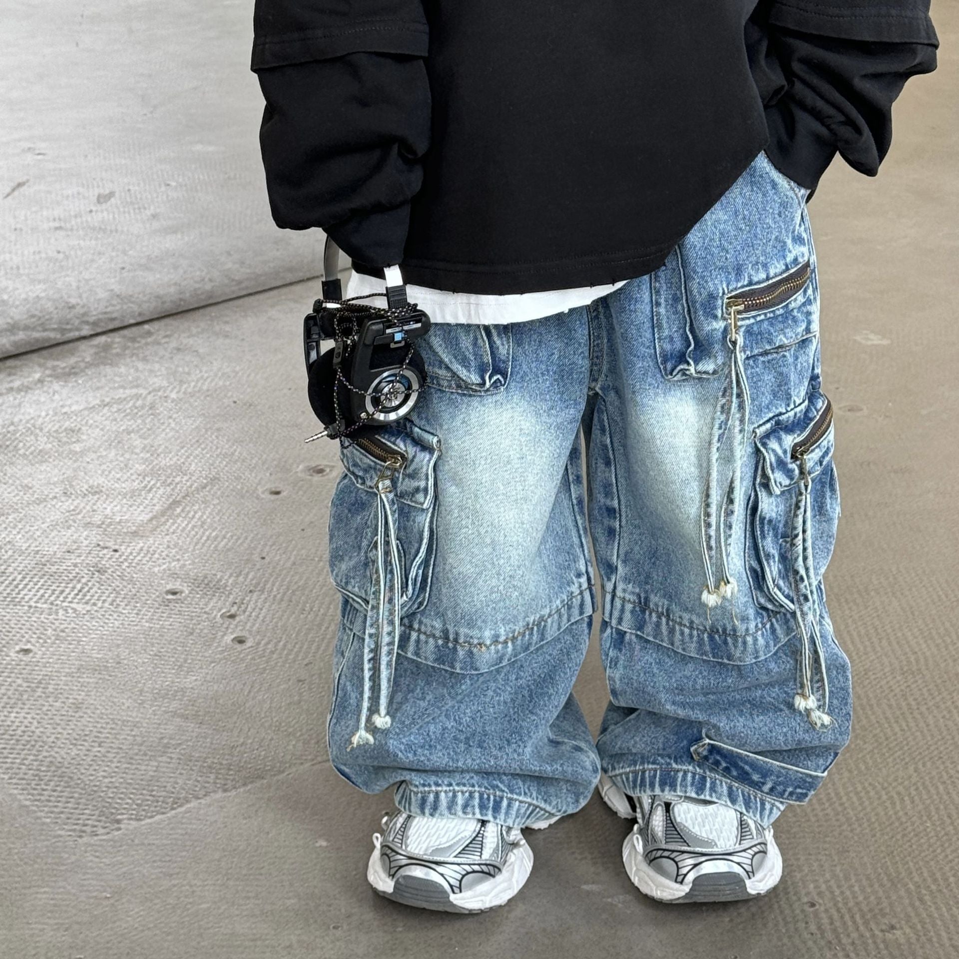 Bébé enfants Denim pantalon printemps automne nouveau à la mode Cargo jean garçon Style coréen décontracté beau pleine longueur poche pantalon
