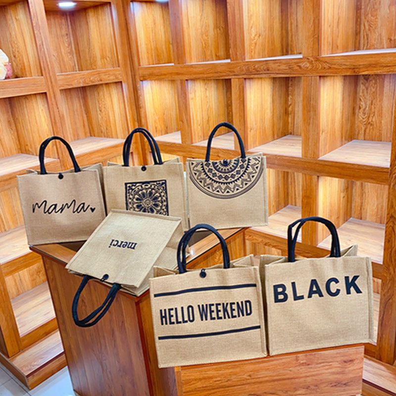Sac fourre-tout en lin 2 pièces, sac à main en toile de grande capacité, sacs de Shopping, sac de maquillage, porte-monnaie pour mariage, cadeau d'anniversaire, vacances à la plage