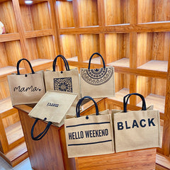 Sac fourre-tout en lin 2 pièces, sac à main en toile de grande capacité, sacs de Shopping, sac de maquillage, porte-monnaie pour mariage, cadeau d'anniversaire, vacances à la plage