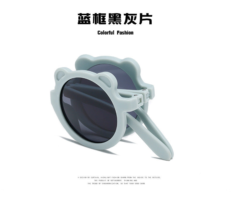 Mignon petit ours pliant enfants lunettes de soleil garçons filles Protection solaire lunettes de soleil mode bébé Protection UV lunettes pour enfants