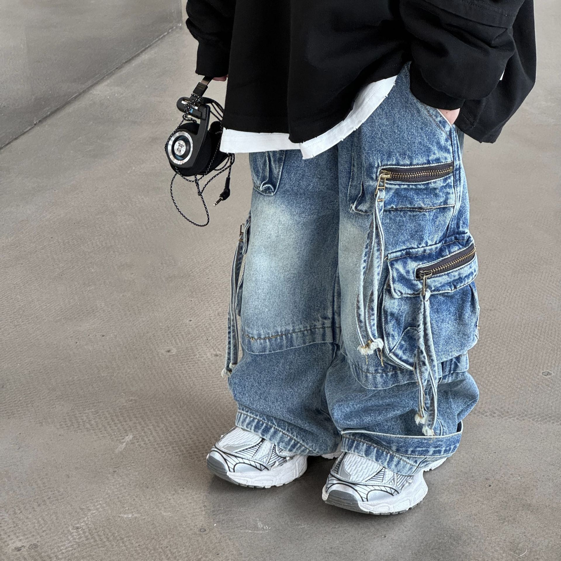 Bébé enfants Denim pantalon printemps automne nouveau à la mode Cargo jean garçon Style coréen décontracté beau pleine longueur poche pantalon
