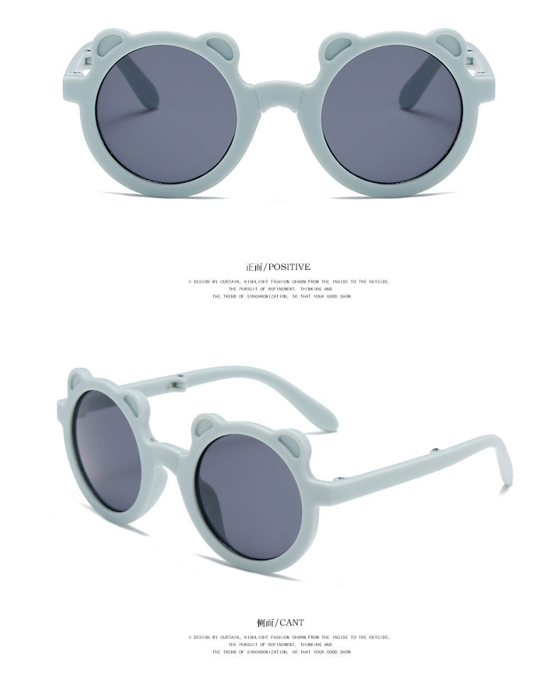 Mignon petit ours pliant enfants lunettes de soleil garçons filles Protection solaire lunettes de soleil mode bébé Protection UV lunettes pour enfants