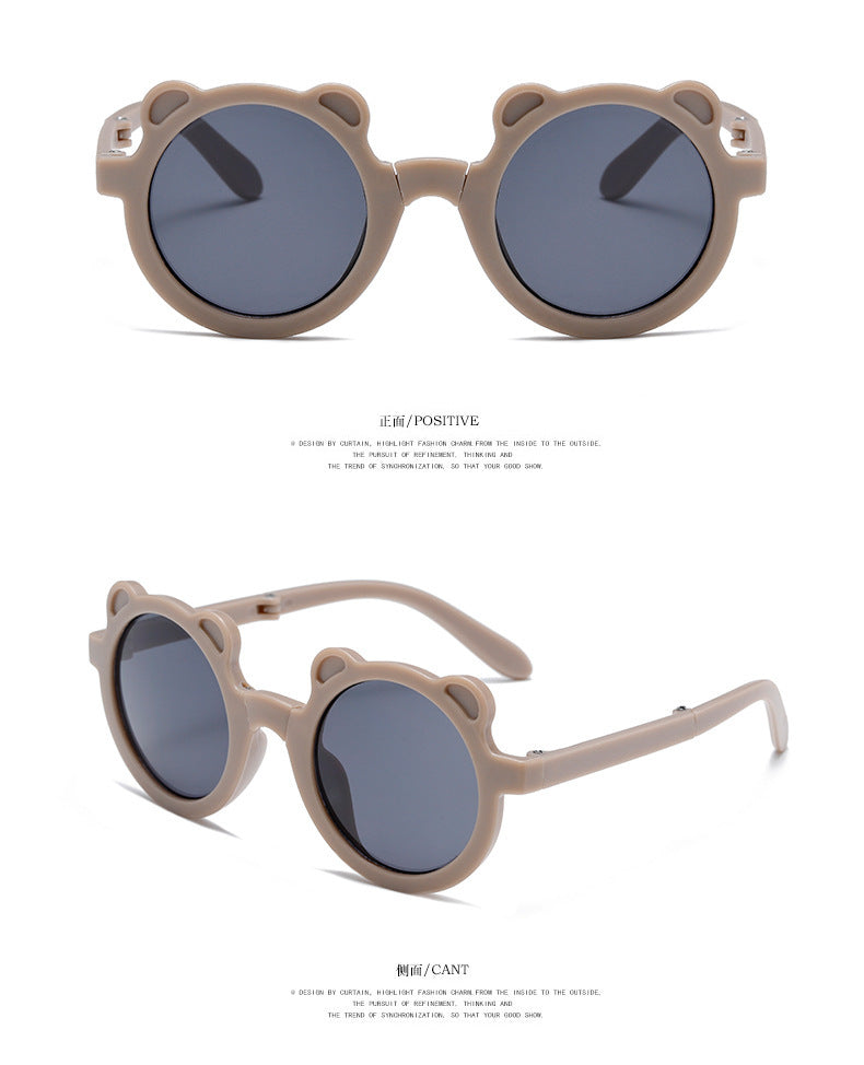 Mignon petit ours pliant enfants lunettes de soleil garçons filles Protection solaire lunettes de soleil mode bébé Protection UV lunettes pour enfants