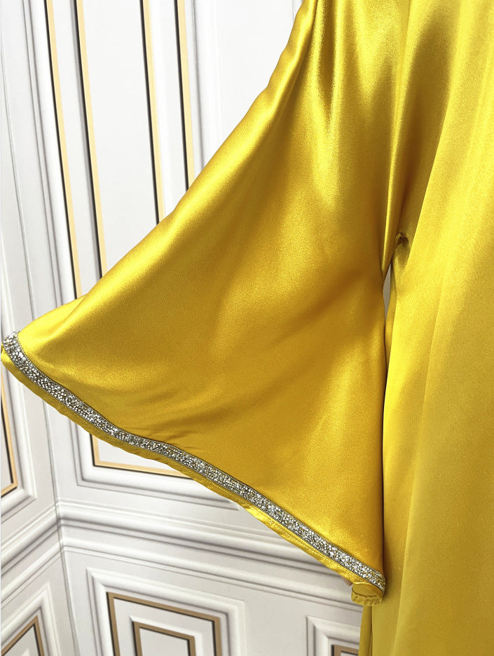 Jalabiya-Robe musulmane élégante pour femmes, caftan moyen, ceinture, Eid, Dubaï, Abaya islamique, Turquie, robes de soirée, Ramadan Abayas