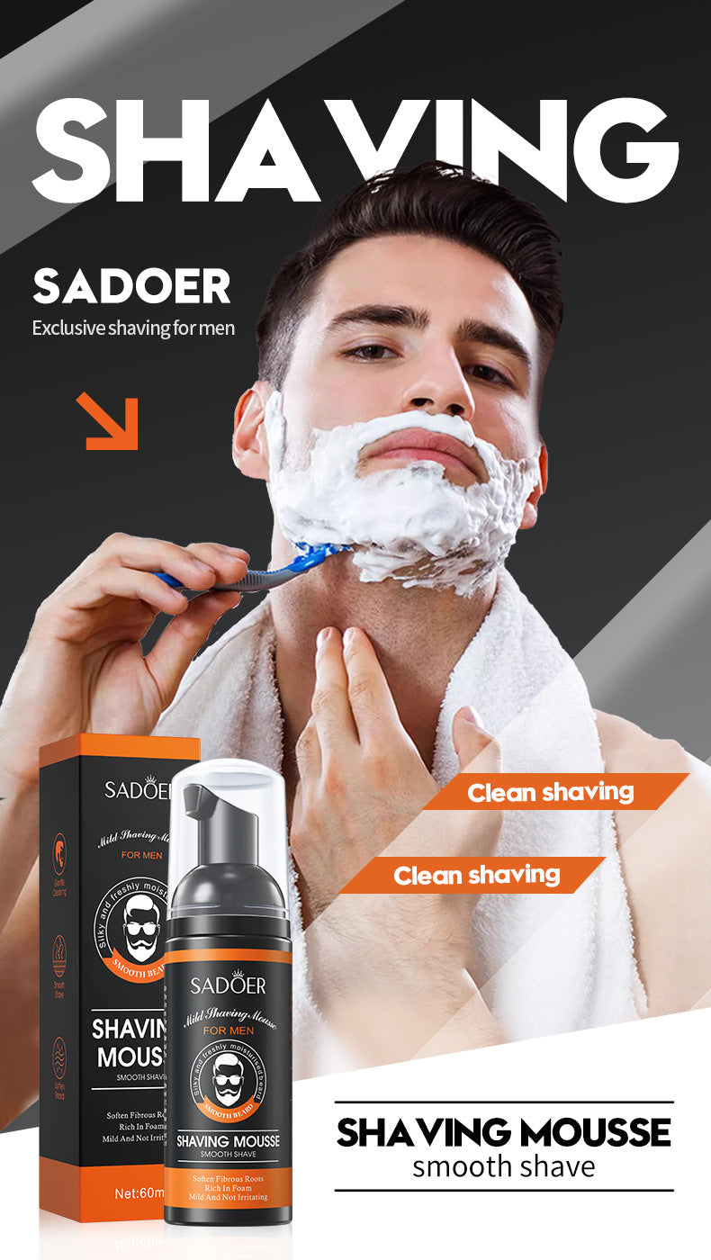 Mousse à raser pour hommes, 60ml, douce, non irritante, propre, lisse, adoucit les favoris, barbe, crème de rasage pour hommes, accessoires de toilettage