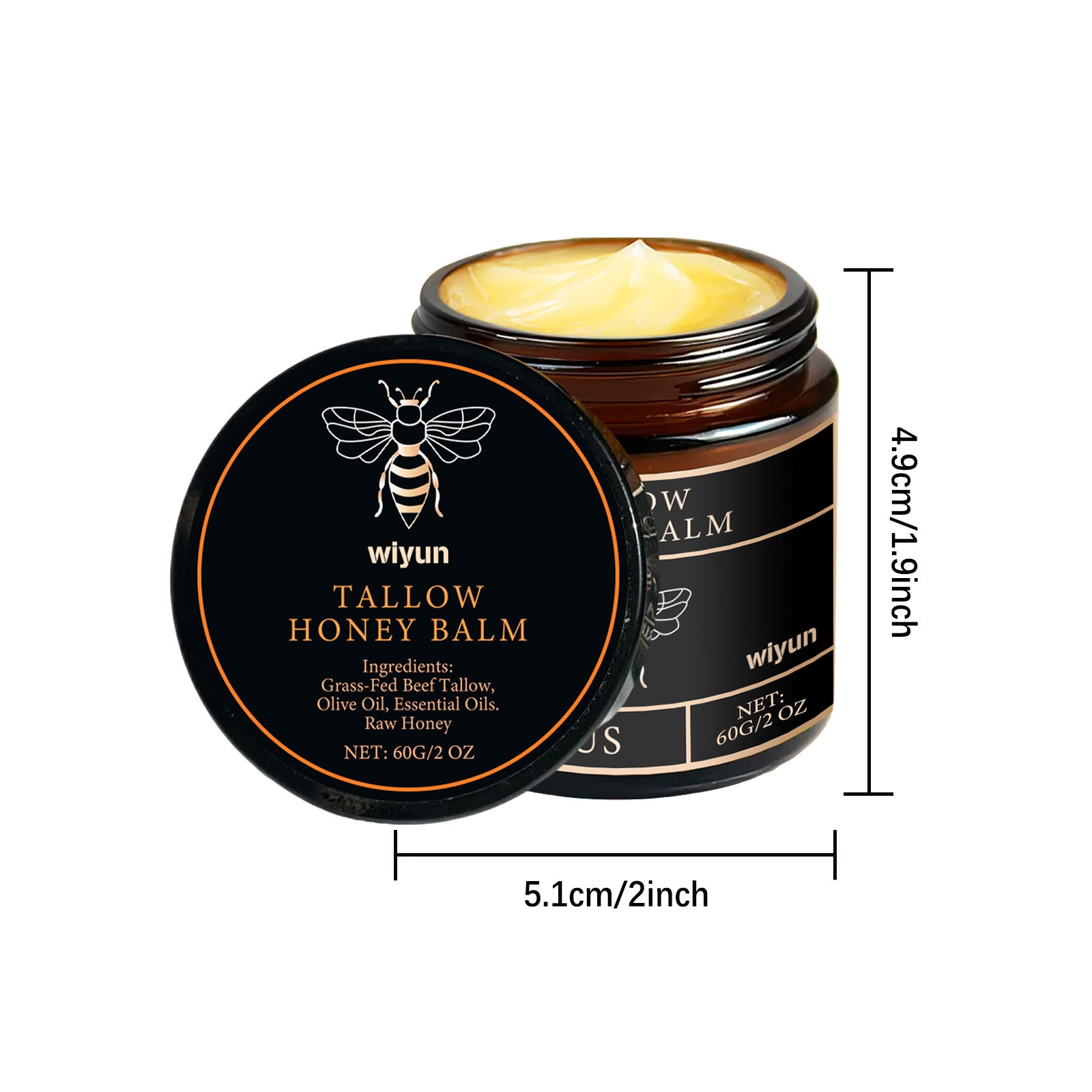 Baume de Tallow de boeuf alimenté en herbe biologique, miel cru, hydratant, doux, améliore l'élasticité, crème hydratante lisse longue durée, soins pour la peau