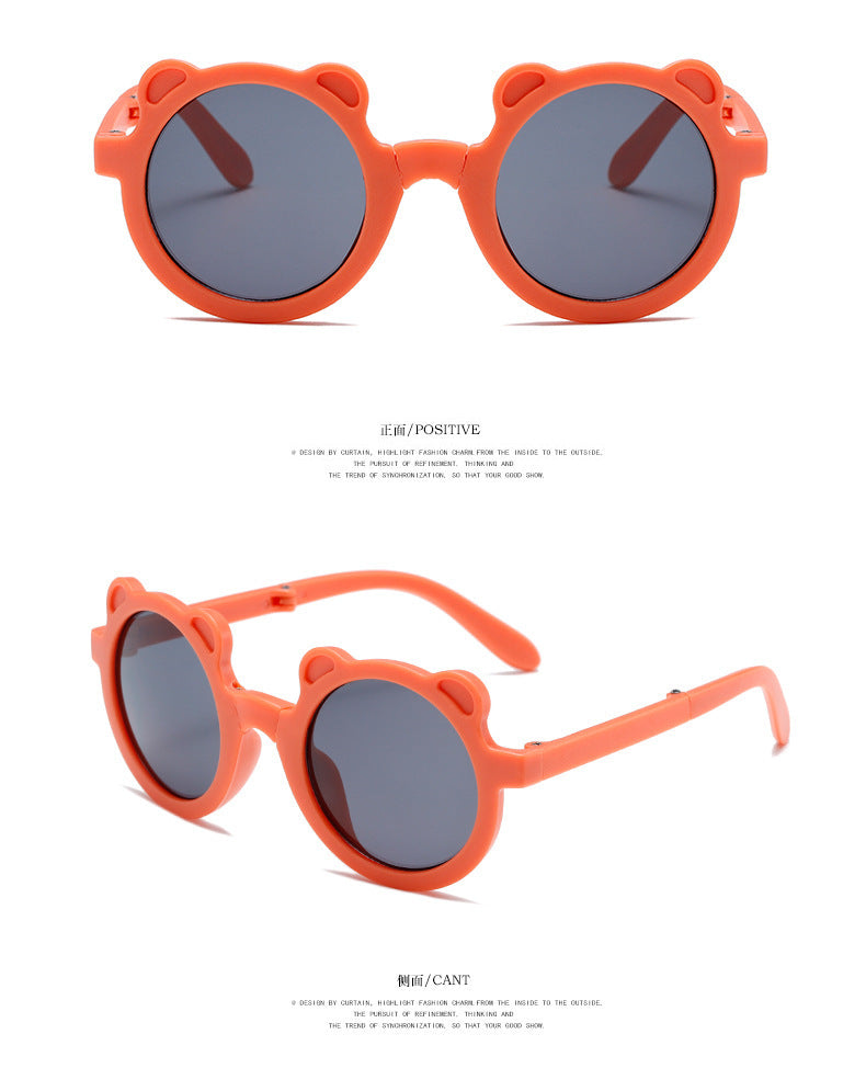 Mignon petit ours pliant enfants lunettes de soleil garçons filles Protection solaire lunettes de soleil mode bébé Protection UV lunettes pour enfants