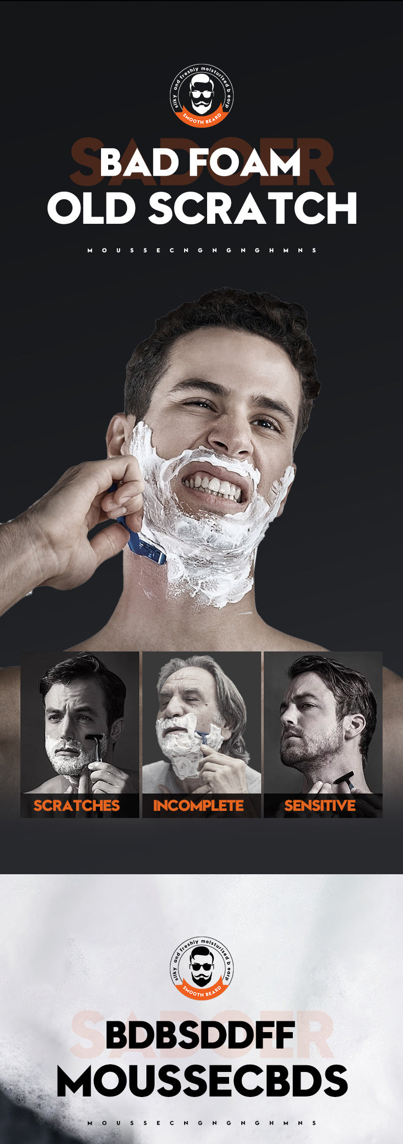 Mousse à raser pour hommes, 60ml, douce, non irritante, propre, lisse, adoucit les favoris, barbe, crème de rasage pour hommes, accessoires de toilettage