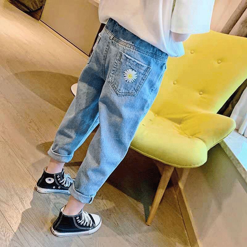 New Fashion Girls Jean Spring Summer and Autumn Soft Casual Boutique Cotton Kawaii Girls Elegant Jean Children's Pants 3-12Y