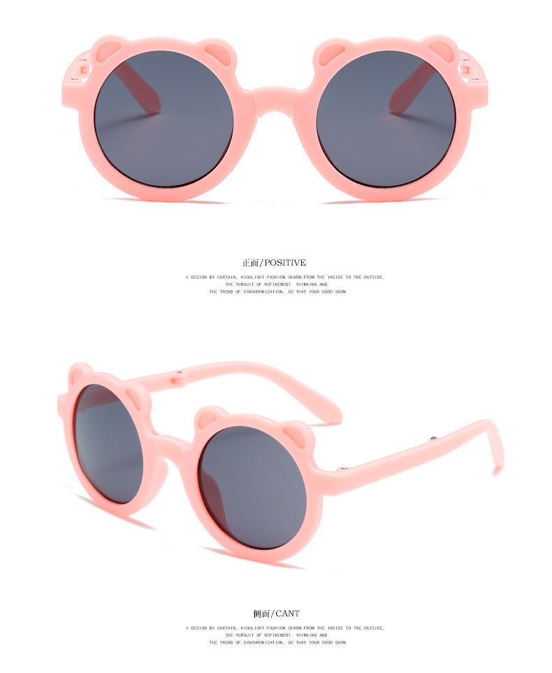 Mignon petit ours pliant enfants lunettes de soleil garçons filles Protection solaire lunettes de soleil mode bébé Protection UV lunettes pour enfants