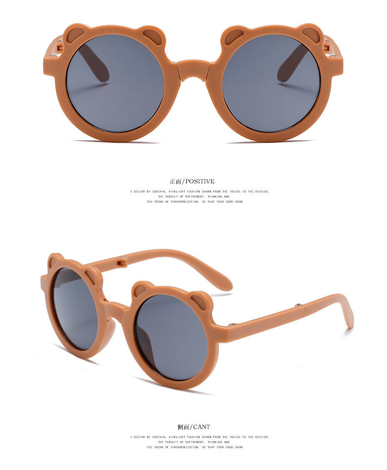 Mignon petit ours pliant enfants lunettes de soleil garçons filles Protection solaire lunettes de soleil mode bébé Protection UV lunettes pour enfants