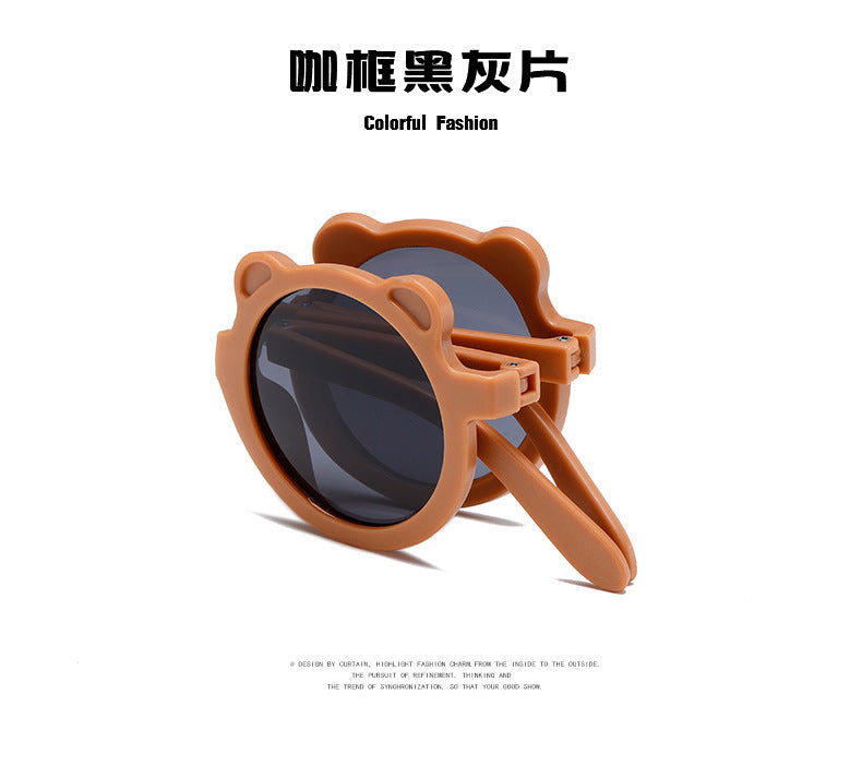 Mignon petit ours pliant enfants lunettes de soleil garçons filles Protection solaire lunettes de soleil mode bébé Protection UV lunettes pour enfants