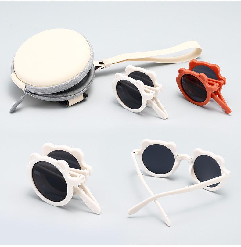 Mignon petit ours pliant enfants lunettes de soleil garçons filles Protection solaire lunettes de soleil mode bébé Protection UV lunettes pour enfants