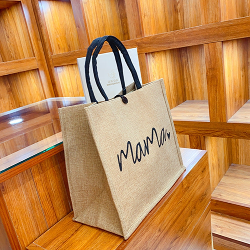 Sac fourre-tout en lin 2 pièces, sac à main en toile de grande capacité, sacs de Shopping, sac de maquillage, porte-monnaie pour mariage, cadeau d'anniversaire, vacances à la plage