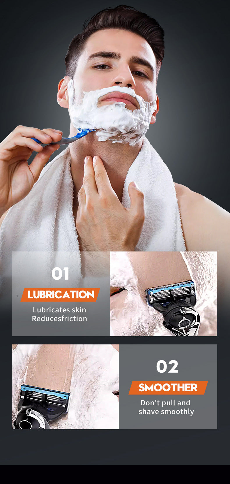 Mousse à raser pour hommes, 60ml, douce, non irritante, propre, lisse, adoucit les favoris, barbe, crème de rasage pour hommes, accessoires de toilettage