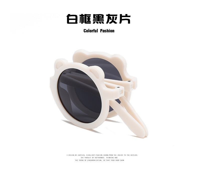 Mignon petit ours pliant enfants lunettes de soleil garçons filles Protection solaire lunettes de soleil mode bébé Protection UV lunettes pour enfants