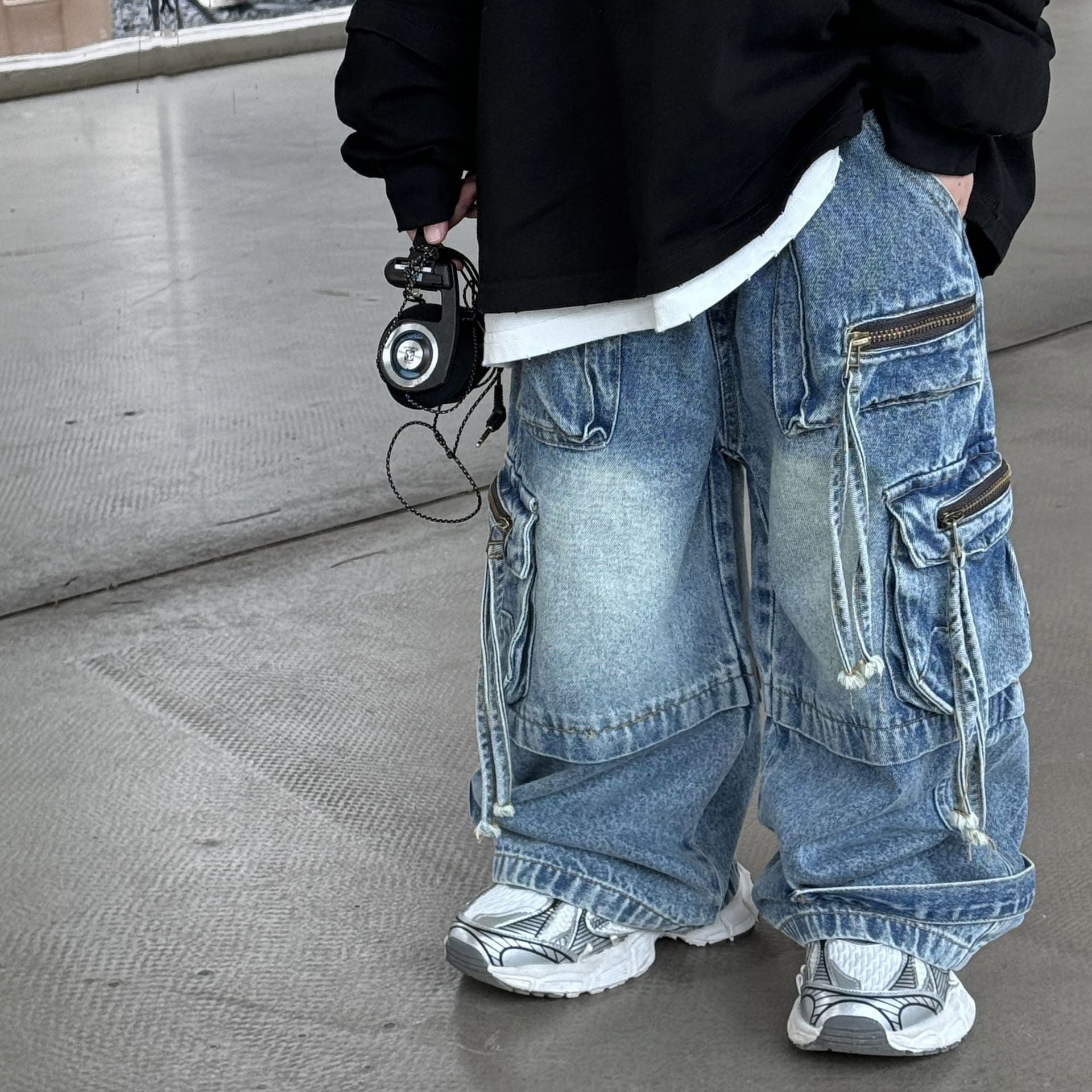 Bébé enfants Denim pantalon printemps automne nouveau à la mode Cargo jean garçon Style coréen décontracté beau pleine longueur poche pantalon