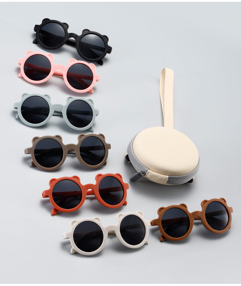 Mignon petit ours pliant enfants lunettes de soleil garçons filles Protection solaire lunettes de soleil mode bébé Protection UV lunettes pour enfants