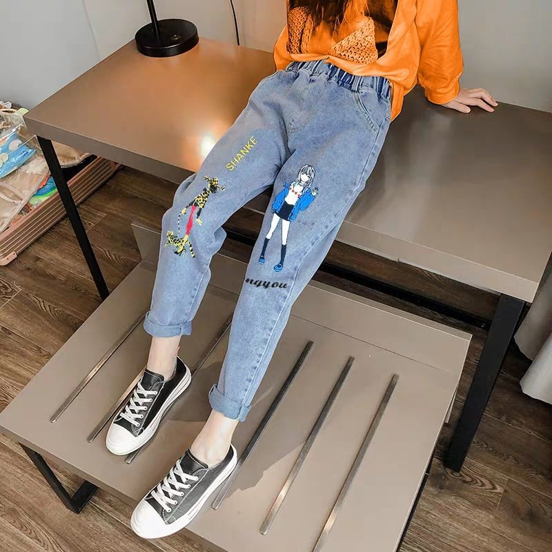 New Fashion Girls Jean Spring Summer and Autumn Soft Casual Boutique Cotton Kawaii Girls Elegant Jean Children's Pants 3-12Y