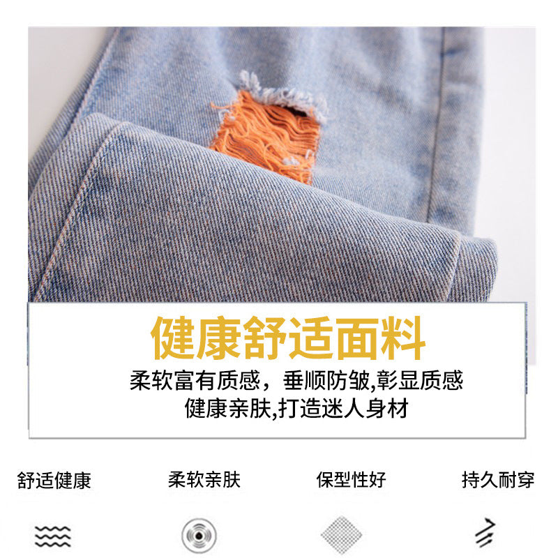 New Fashion Girls Jean Spring Summer and Autumn Soft Casual Boutique Cotton Kawaii Girls Elegant Jean Children's Pants 3-12Y
