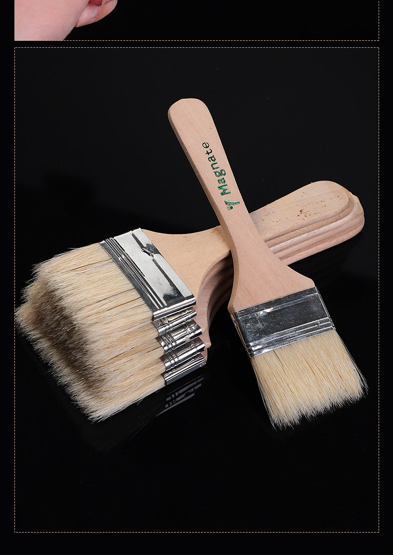 12 pièces/ensemble, pinceau de peinture à l'huile pour aquarelle, brosse d'art en poils de porc, brosse de nettoyage en bois facile à nettoyer, brosse à récurer pour barbecue
