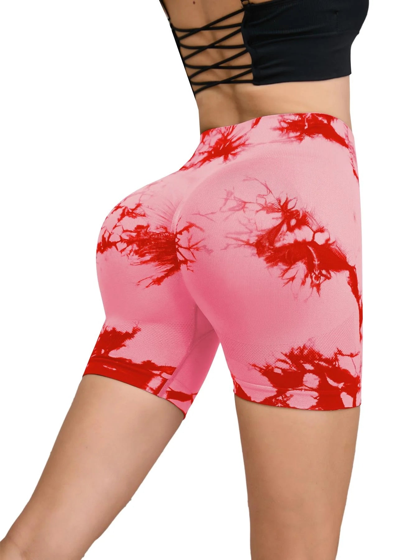 Pantalon de Fitness sans couture teint par nouage pour femmes, taille haute et levage des hanches, short serré de sport, course à pied, Sexy, pêche, Fitness, Yoga