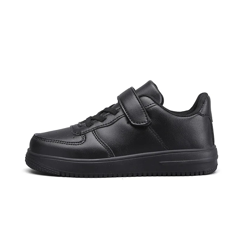 Chaussures noires pour enfants, baskets de sport en cuir pour garçons de 6 à 12 ans, décontractées, de Tennis, nouvelle collection 2024