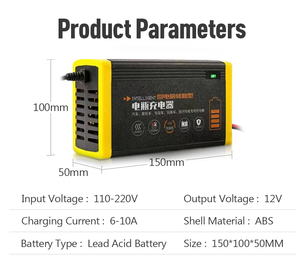 Chargeur de batterie de voiture 10A 12V chargeur de batterie automobile 24V 5A accessoires de voiture affichage numérique détection impulsion réparation chargeur de voiture