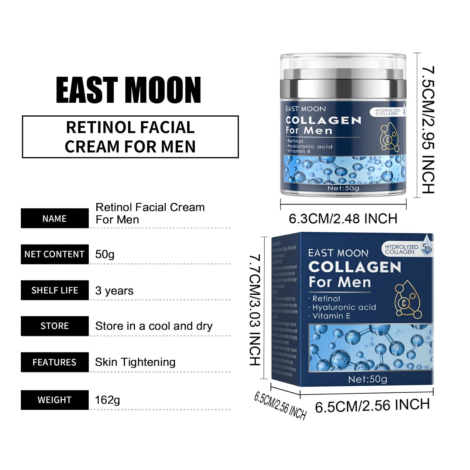 Crème pour le visage au rétinol pour hommes, raffermissante, Lifting du cou, estompe les ridules, Anti-poches, hydratante, nourrissante, produit pour la peau du visage