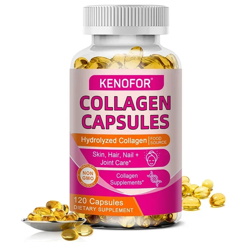 Capsules de collagène, supplément alimentaire de collagène bovin hydrolysé pour le soutien des articulations et des os, santé de la peau, anti-âge – Non OGM