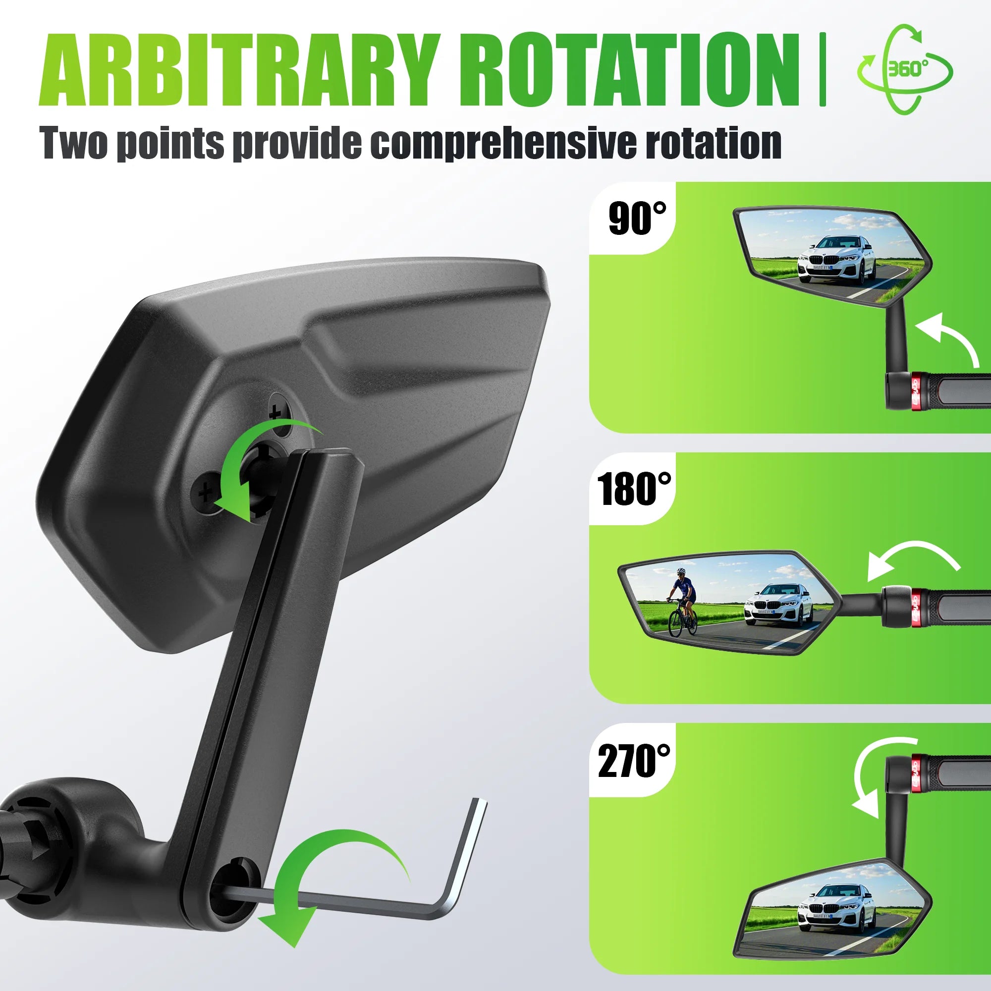 RBRL rétroviseur de vélo vtt guidon fin miroir HD grand Angle étendu Durable vélo rétroviseurs latéraux pour Scooter électrique