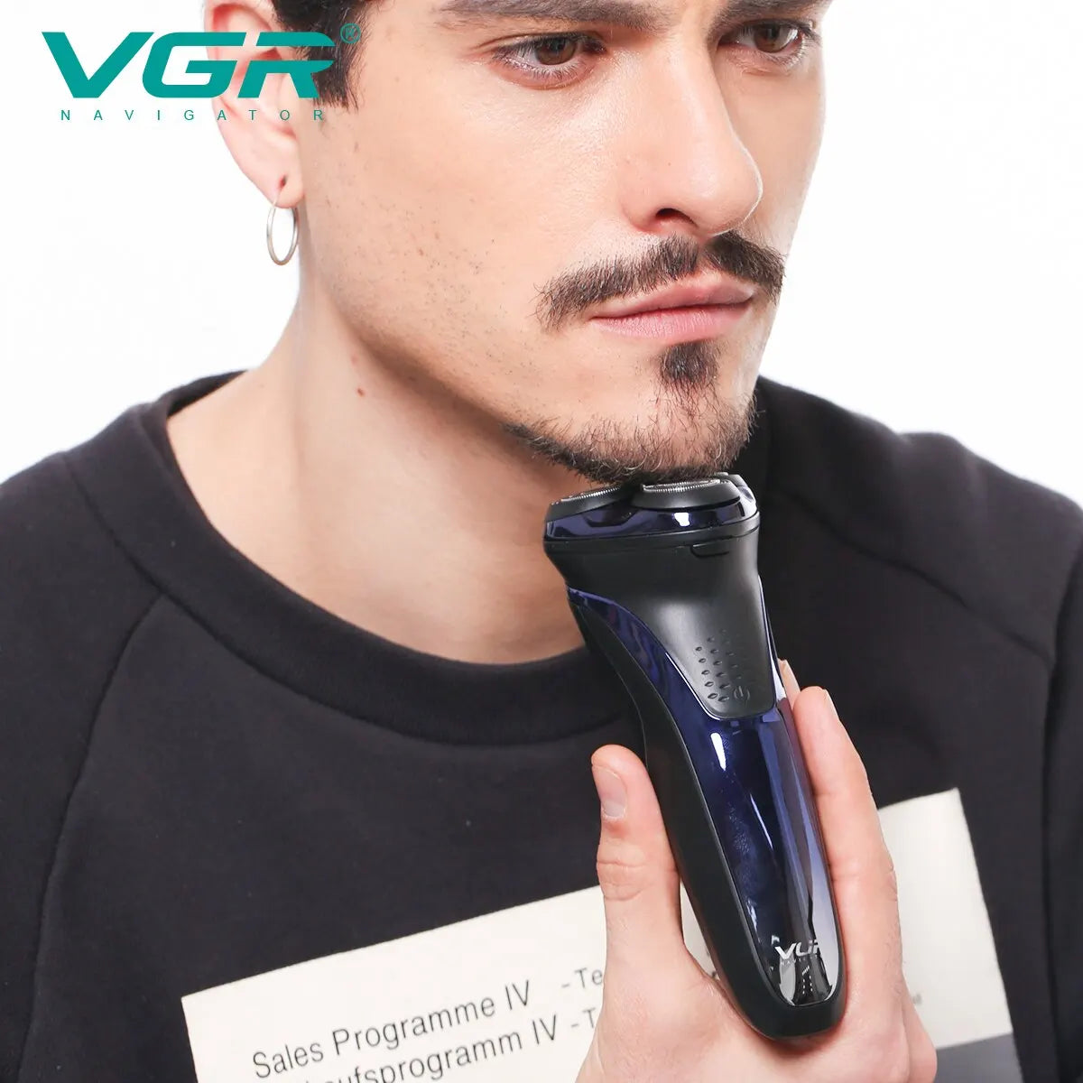 VgazElectric Rasoir Professionnel Étanche Barbe Tondeuse 3D Flottant Rasage Rechargeable Électrique pour Hommes V-306