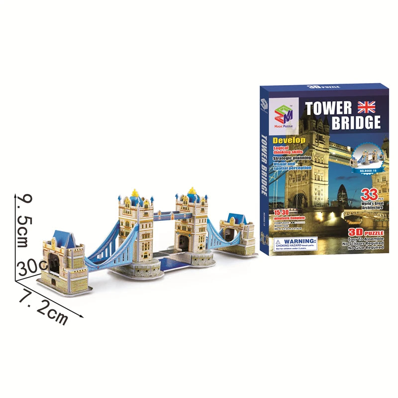 Jouets éducatifs Puzzles 3D jouets enfants développement intellectuel mondes Construction de bâtiments célèbres Puzzles 3D jouet