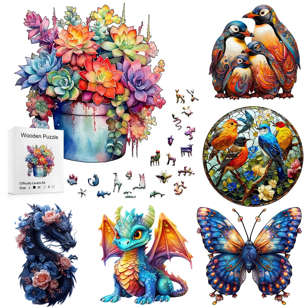 Jouets de puzzle en bois - Montessori - Puzzle en bois irrégulier - Puzzle 3D pour adultes - Cadeaux pour enfants - Puzzle haute difficulté