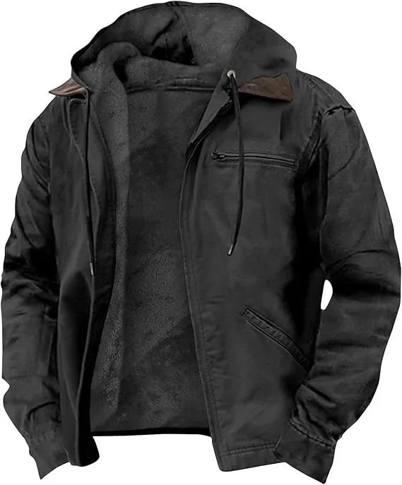 Men's New Fashion Casual Hooded Jacket, Retro Zip-Up Coat, Lightweight Streetwear, Versatile Outerwear for Spring and Autumn