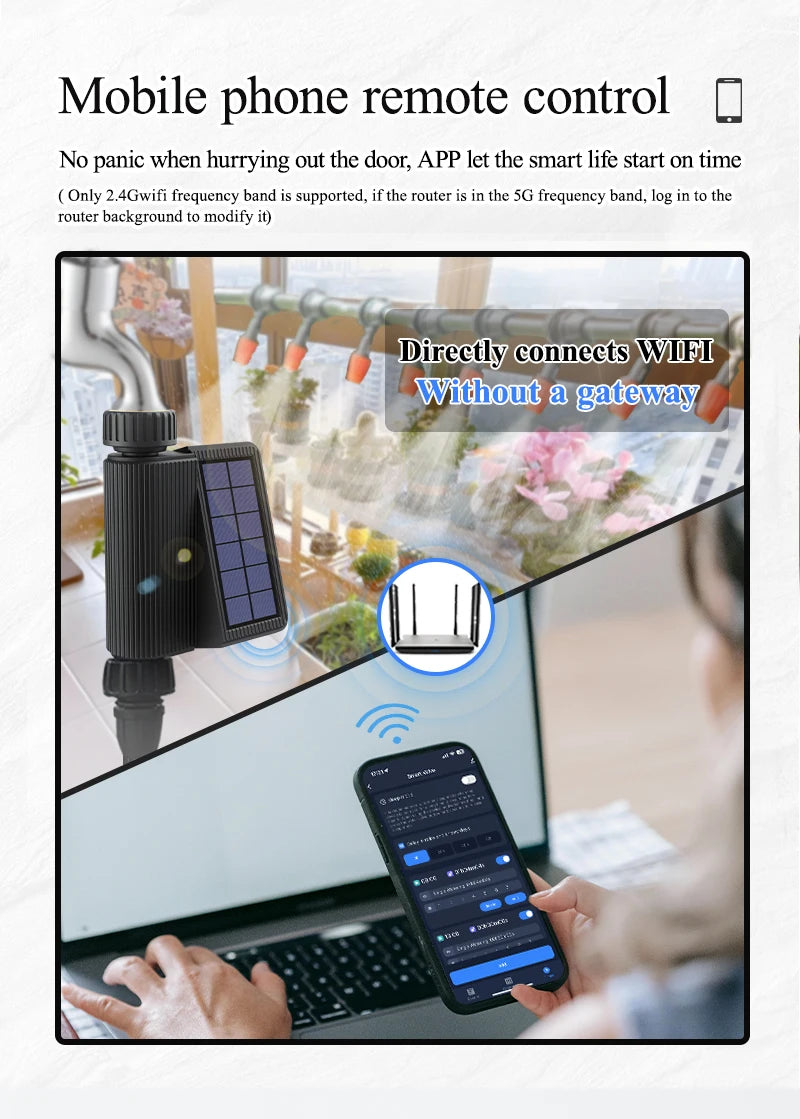 Tuya Smart WiFi Watering Timer, Solar Powered Drip Irrigation System, Built-in Water Flow Recorder, Water Controller