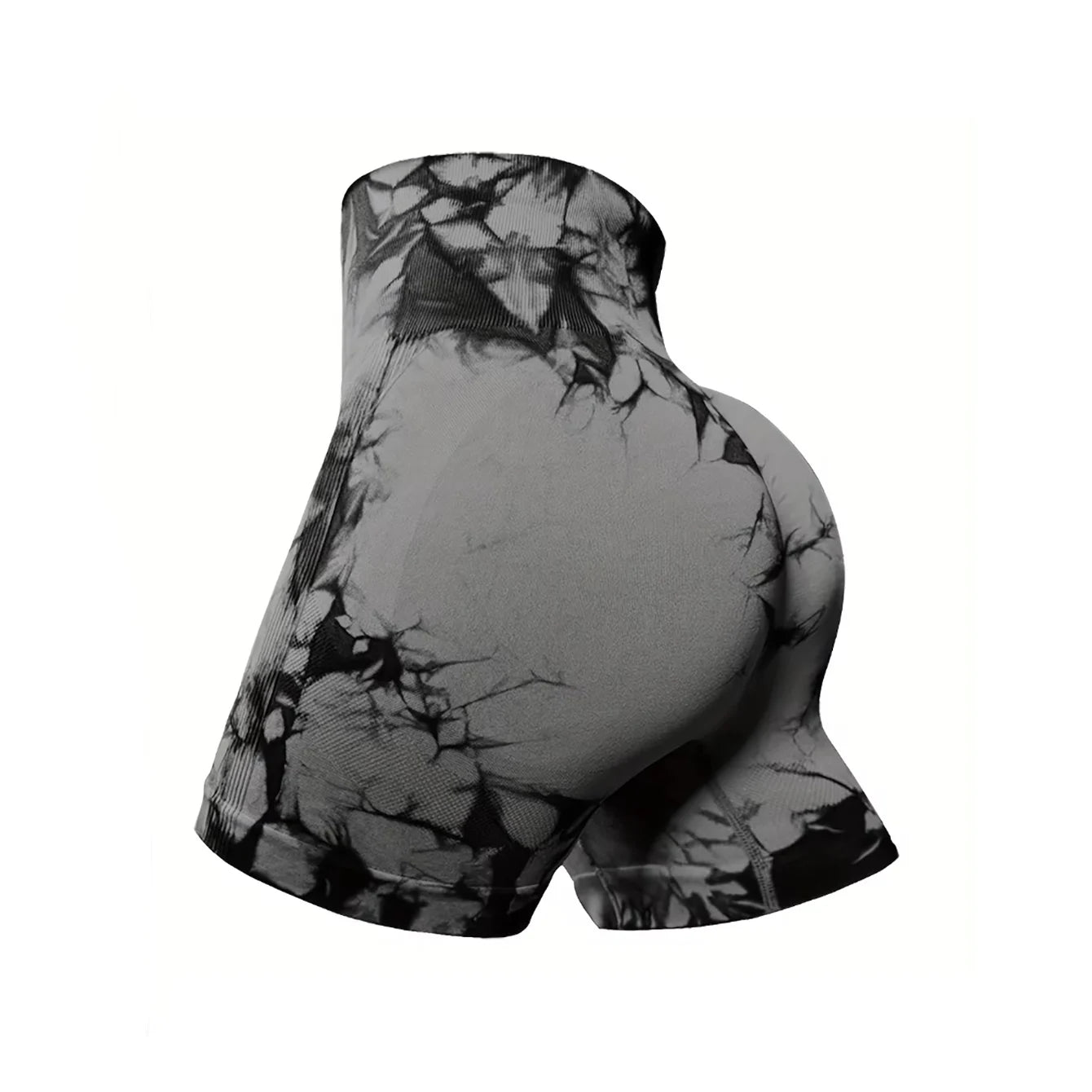 Women's 3-Piece Workout Shorts, Tie-Dye, Crinkled, Butt Lifting, High Waist, Yoga, Gym, Seamless Booty, Biker, Activewear