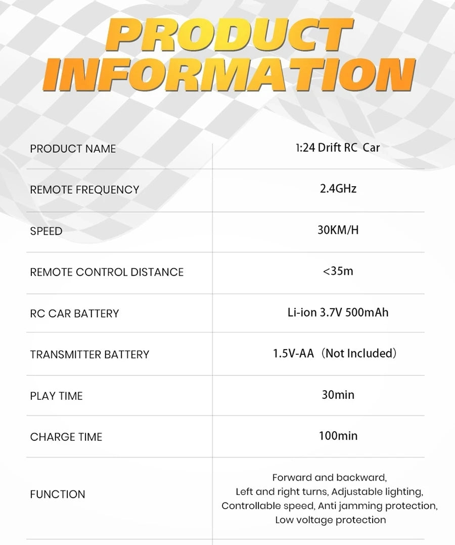 4WD RC Drift Car, High-Speed ​​Remote Control Racing Vehicle with LED Lights, 2.4GHz Radio, 4x4 Off-Road Truck, Children's Toy