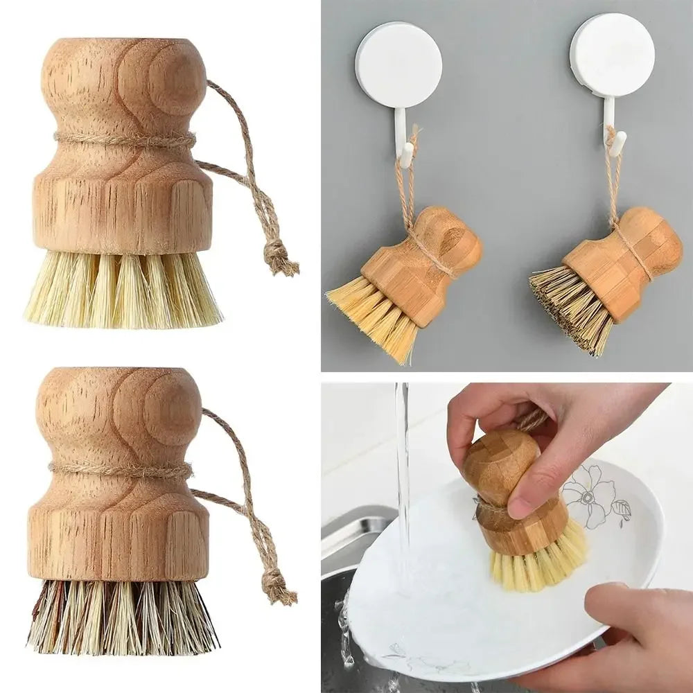 Brosse de nettoyage de cuisine, brosse à vaisselle en bois avec Sisal naturel et noix de coco, Durable, Portable, écologique, zéro déchets, 2 pièces/ensemble