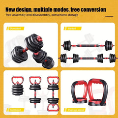 Ensemble d'haltères à poids réglable 4 en 1 22 lb – Équipement de gymnastique domestique multifonction pour hommes et femmes – Haltère convertible, Kettlebell