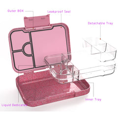 Boîte à lunch Bento pour enfants avec 4/6 compartiments, récipient alimentaire sans BPA, passe au micro-ondes et au lave-vaisselle pour les repas, l'école