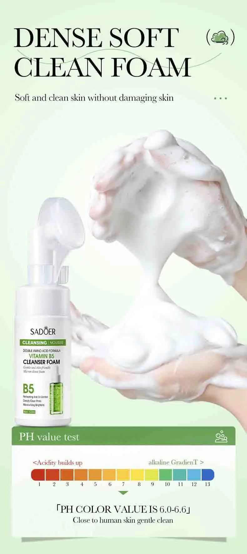 SAODER Q10 vitamine C nettoyant pour le visage mousse de lavage du visage nettoyage du visage Mossee hydratant éclaircissant produits de soins de la peau du visage