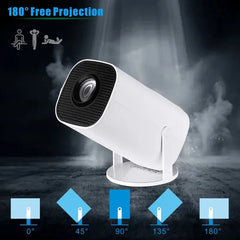 Projecteur WiFi 6 4K HD Android 11 260 ANSI Allwinner H713 BTpig 720P, Portable, pour Home Cinéma en Plein Air