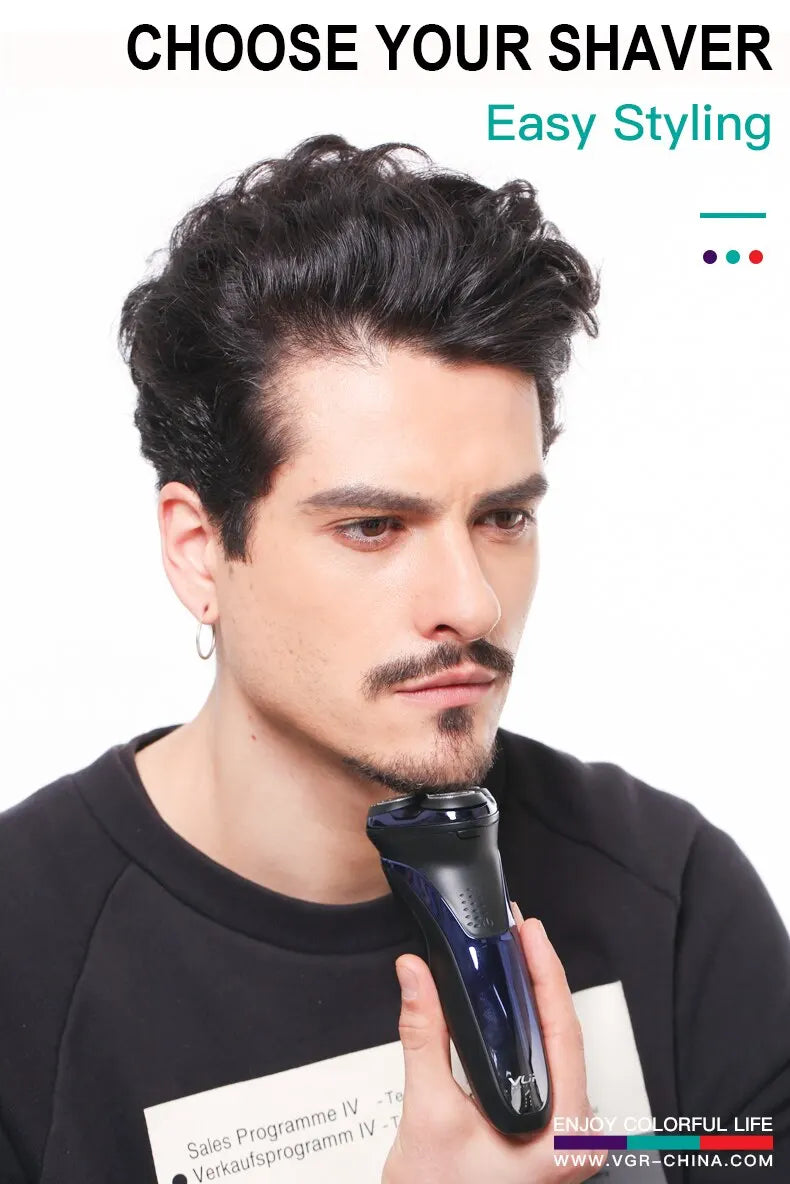 VgazElectric Rasoir Professionnel Étanche Barbe Tondeuse 3D Flottant Rasage Rechargeable Électrique pour Hommes V-306