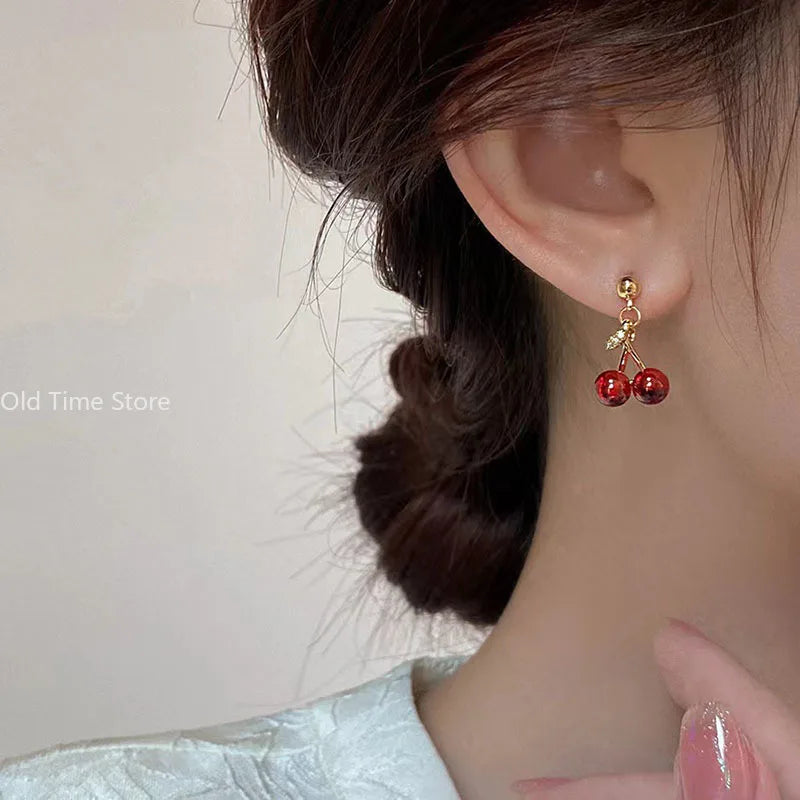 Collier de personnalité pour femme, bijoux de mariage, cadeaux d'anniversaire, vin rouge, aucun pendentif couleur or, ensemble de boucles d'oreilles, mode