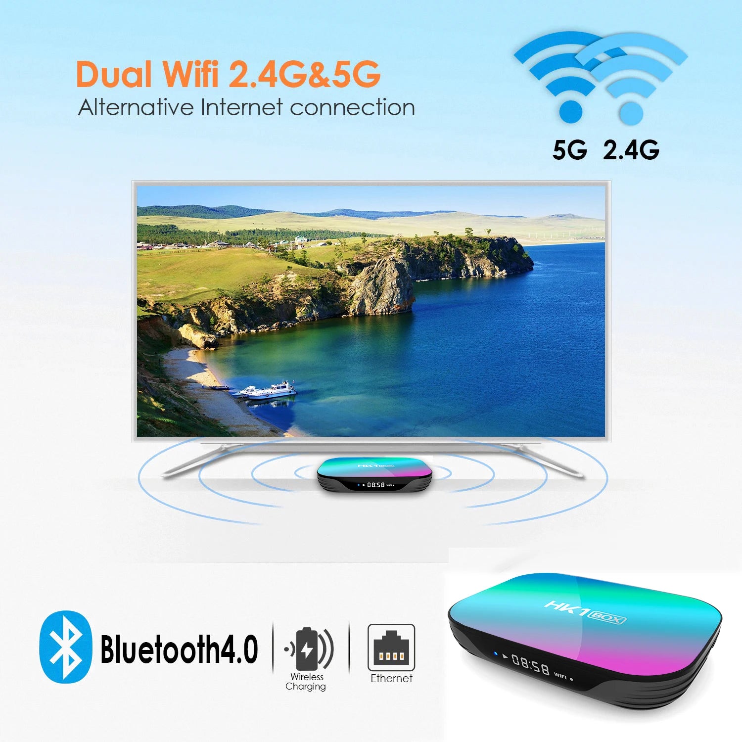 Boîtier TV intelligent Android 9.0 4K 100m 1080P HK1 boîtier amlogic S905X3 double WiFi 4GB RAM 32GB 64GB ROM HK1BOX décodeur