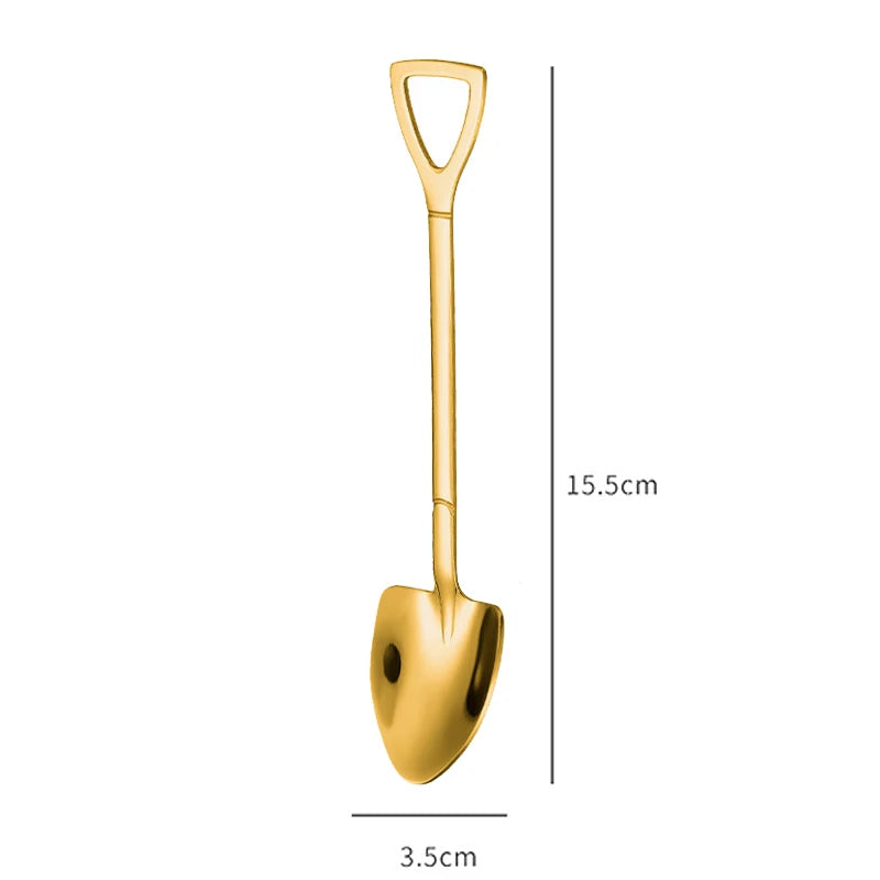 Set of 4 stainless steel scoop and pointed spoons, coffee spoon, tea spoon, ice cream spoon, dessert spoon, cutlery, dinnerware set, kitchen tools