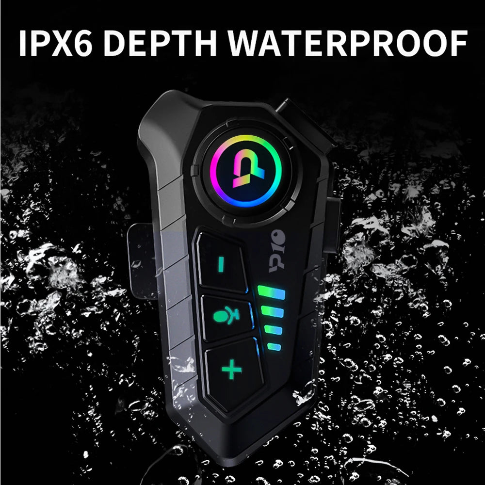 Casque de moto Bluetooth 5.3 sans fil, étanche IPX6, réduction du bruit, écouteur, 2000mAh, longue veille, mains libres