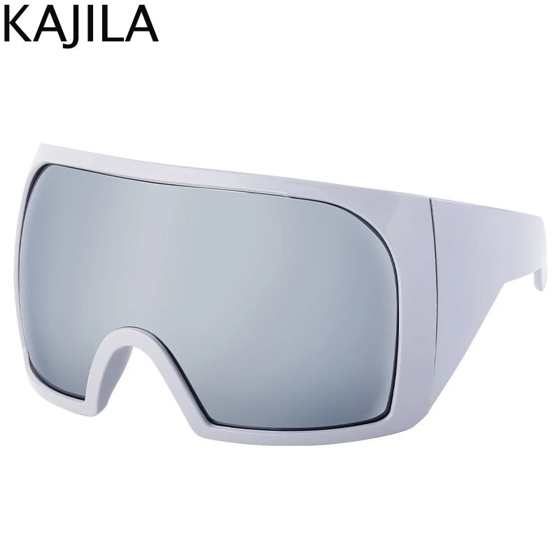 Lunettes de soleil surdimensionnées Punk Shield pour femmes et hommes, grande monture, marque de luxe, masque Steampunk, lunettes de sport pour dames, UV400, 2025